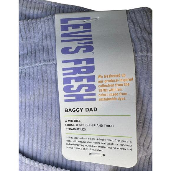 Levis Fresh Retro 70s Inspired Corduroy Baggy Dad Lilac Purple Womens Jeans 33 - Picture 4 of 14